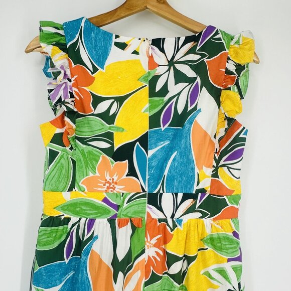 Maggy London Multicolor Floral Sleeveless V-Neck Ruffle Zip Maxi Dress Petite 4 - Picture 6 of 12